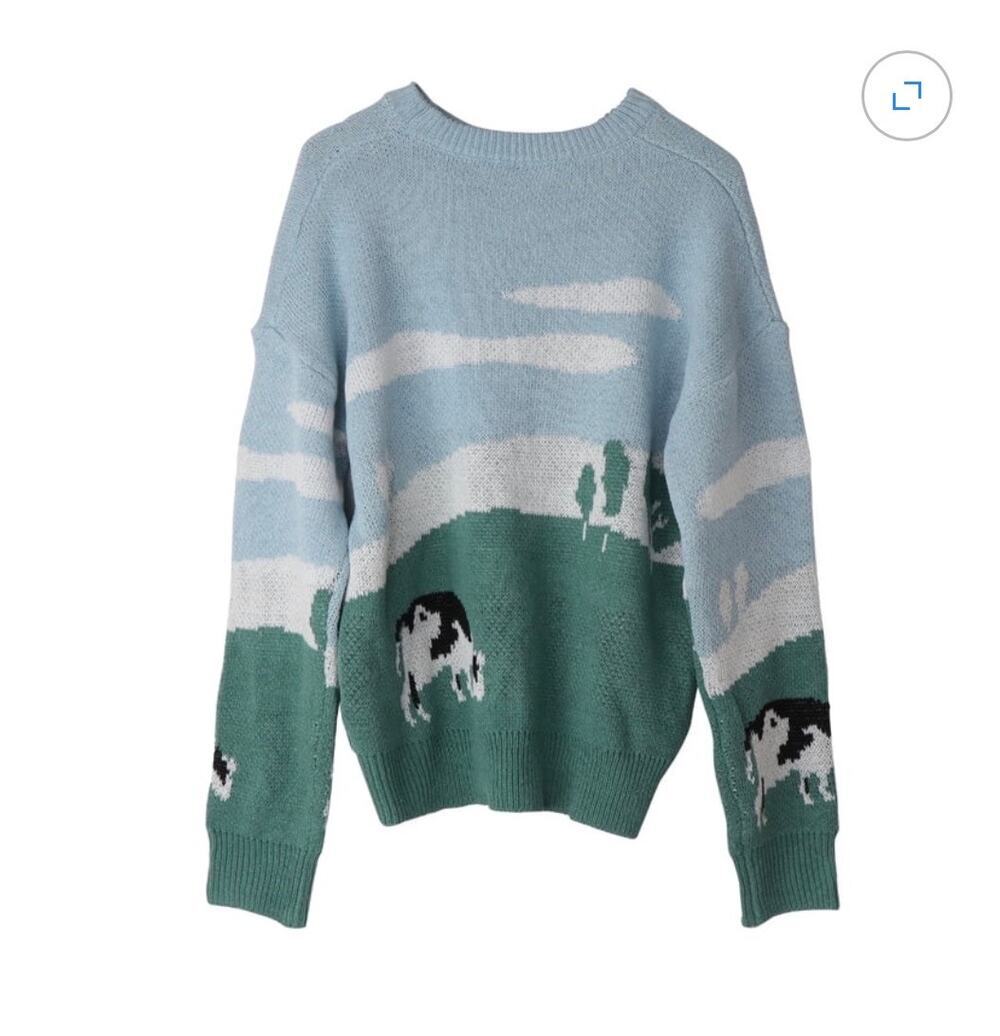 Men’s Cow Print Long Sleeve Sweater